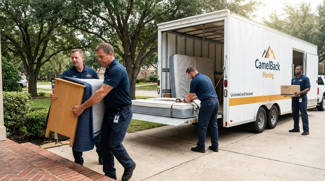 Crew loading residential truck for cross-state move from Oxford, MS