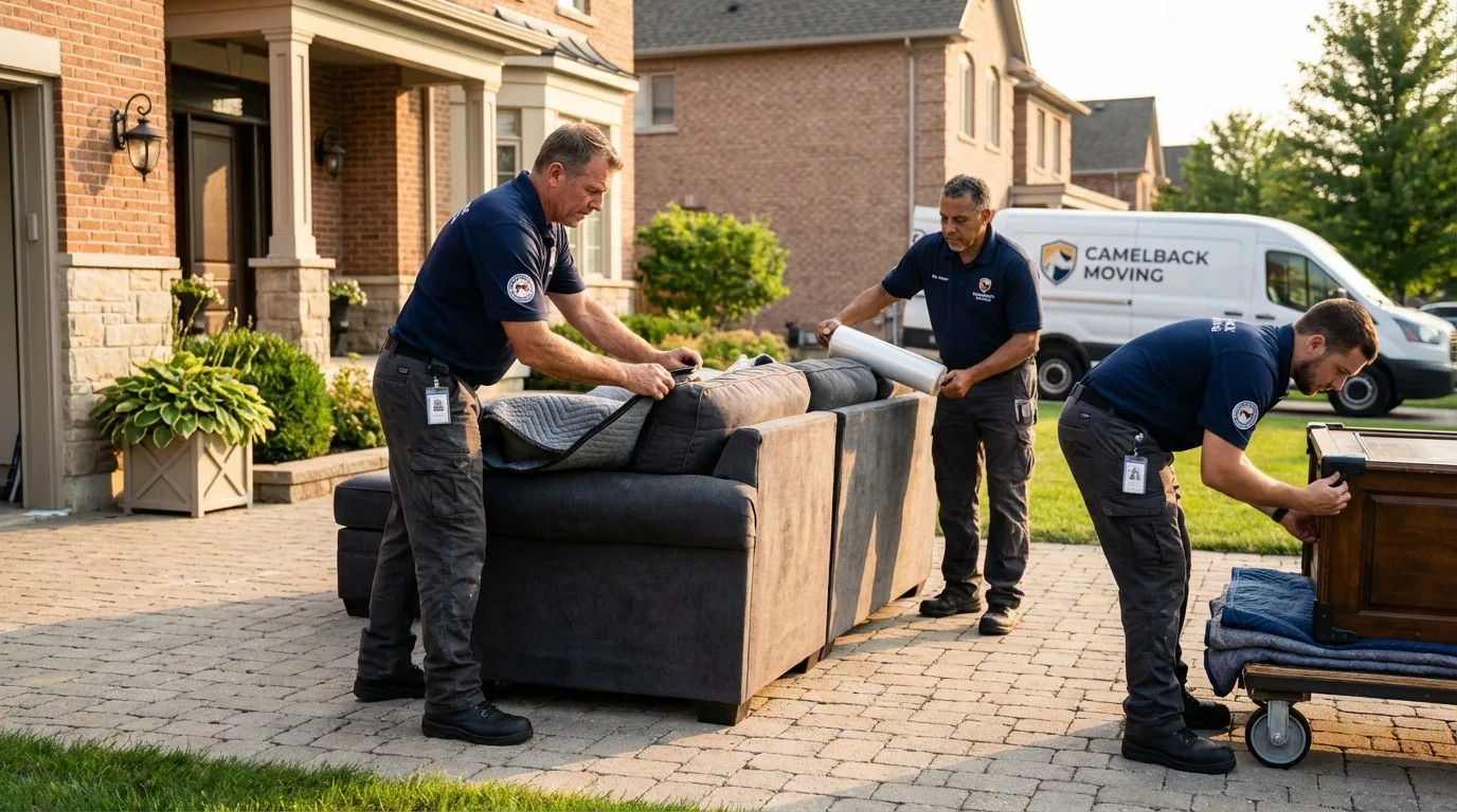 Large estate moving crew wrapping furniture in Oxford, MS